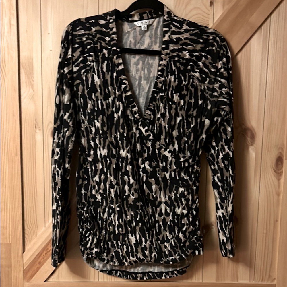 Cabo Leopard Print Faux Wrap Top